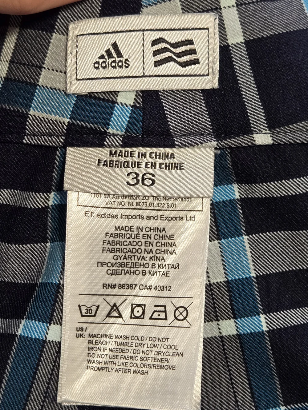 Adidas Plaid Golf Shorts Men's 36 Blue Gray Performance Flat Front